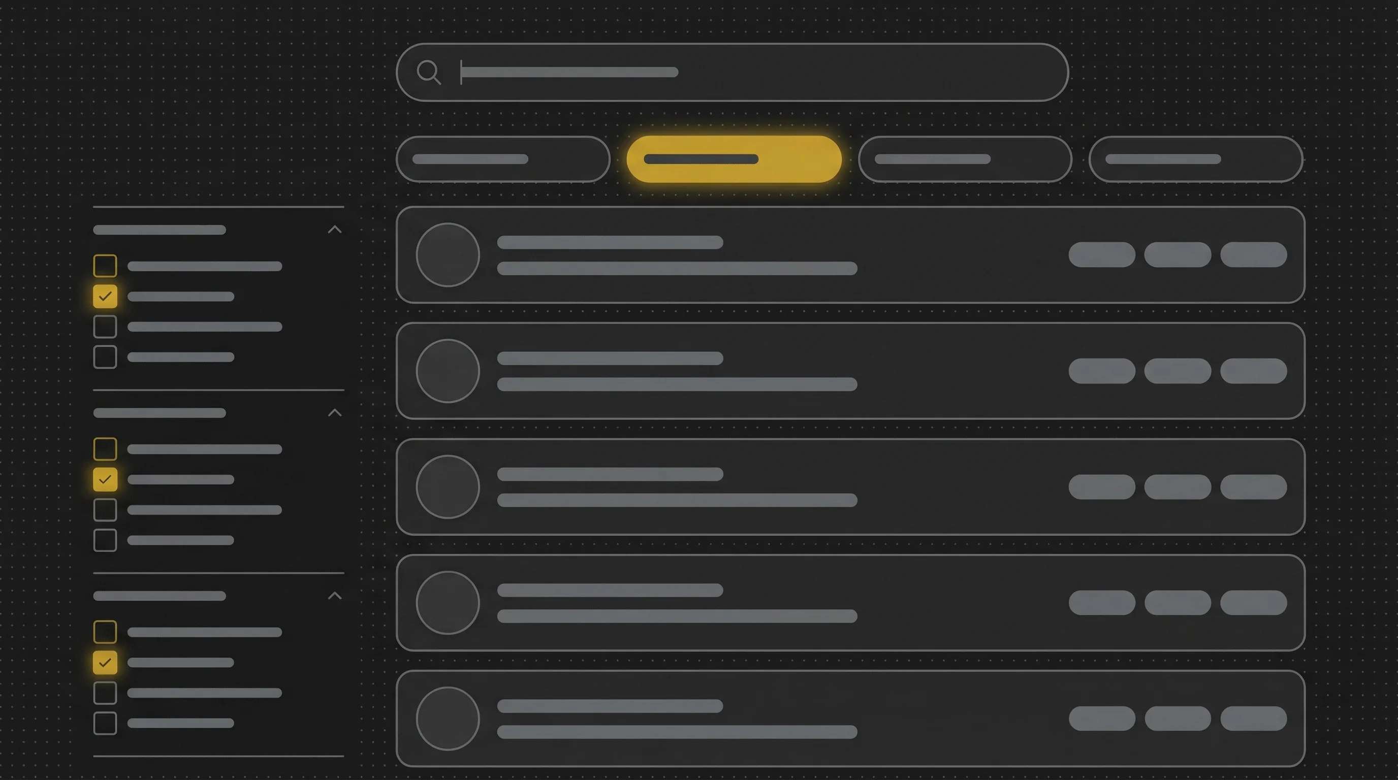 Structured search interface for evaluating candidates through built outcomes.