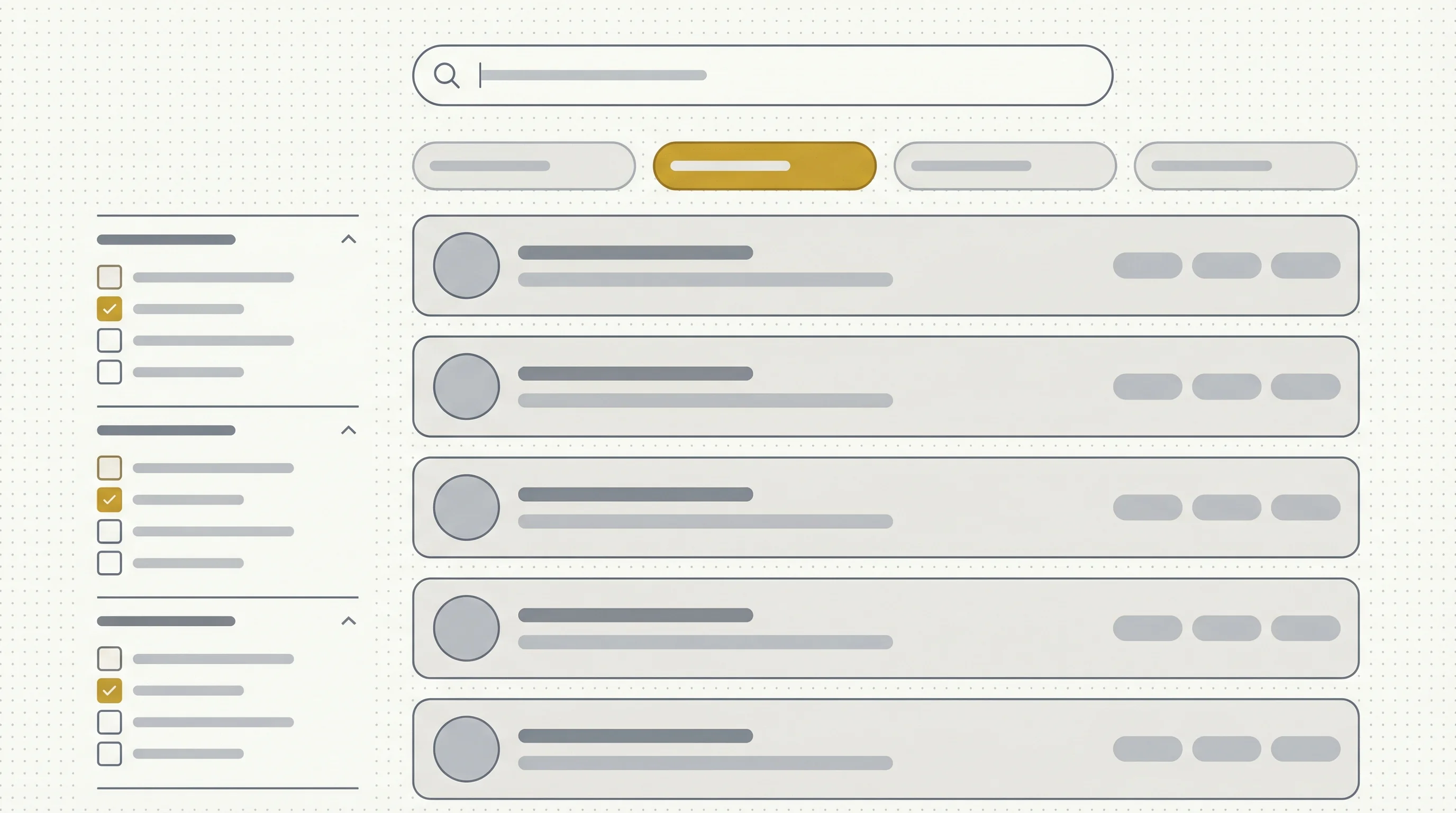 Structured search interface for evaluating candidates through built outcomes.