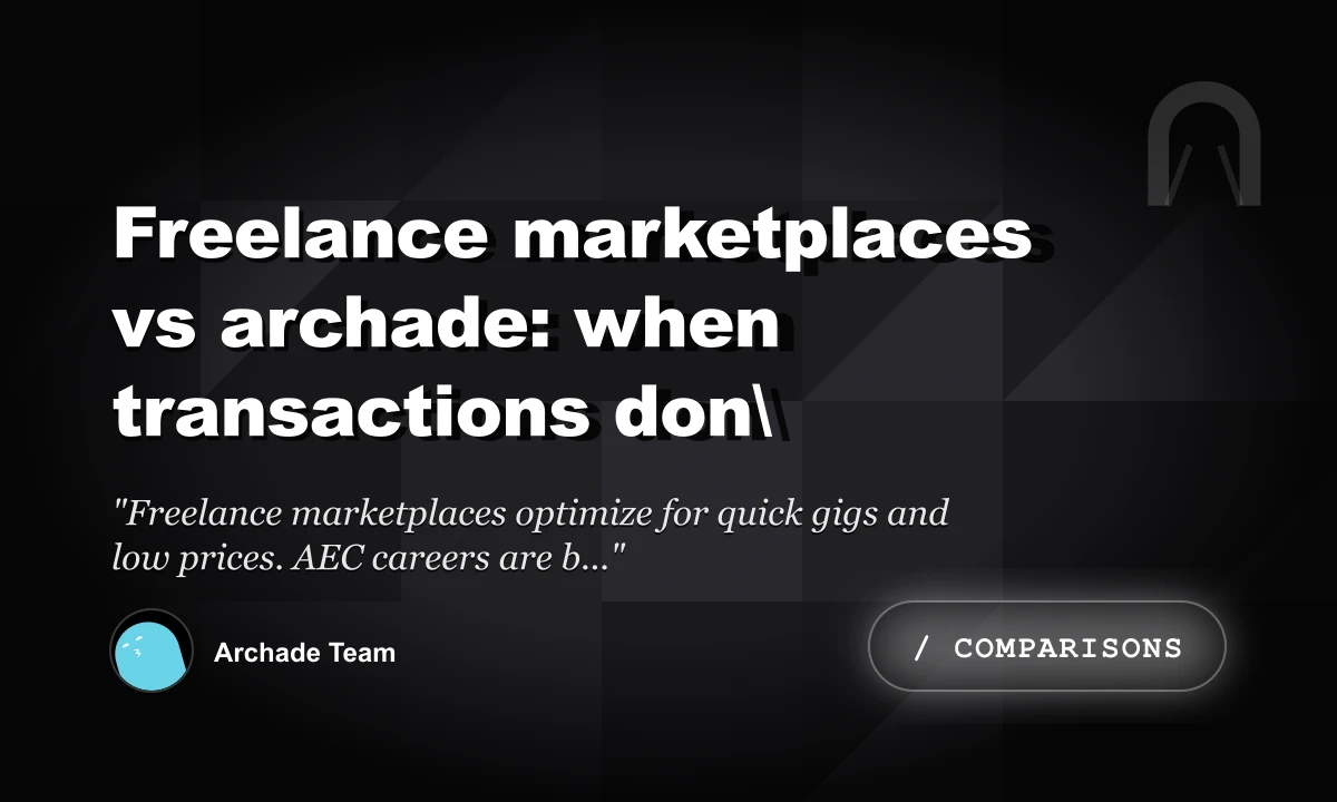 Freelance Marketplaces vs Archade: When Transactions Don\