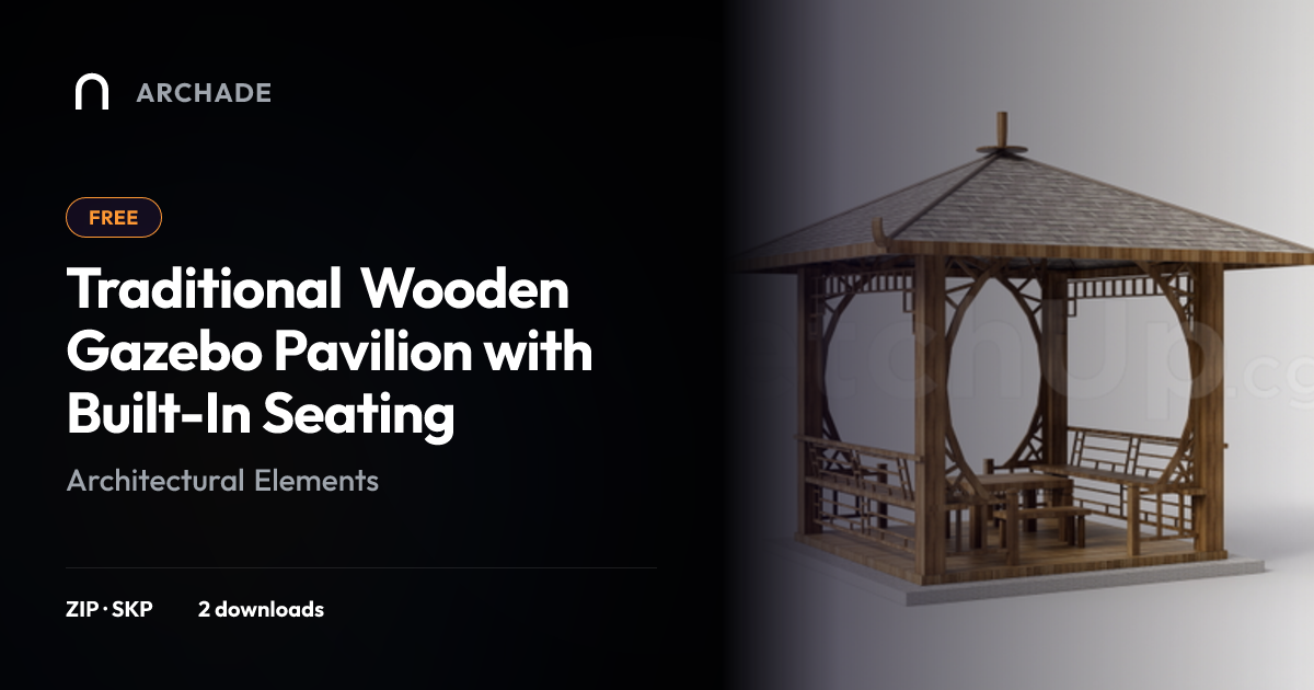 Traditional Wooden Gazebo SketchUp Model – Free Download